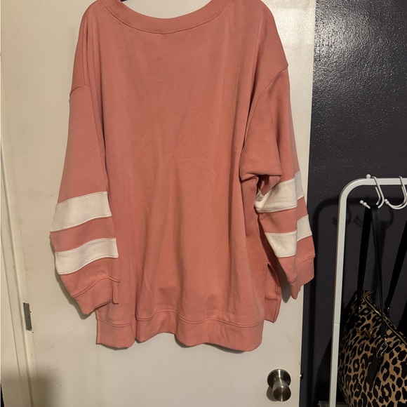 Torrid Blush Oversized V-Neck Sweatshirt, Perfect for Leggings! - Picture 4 of 4